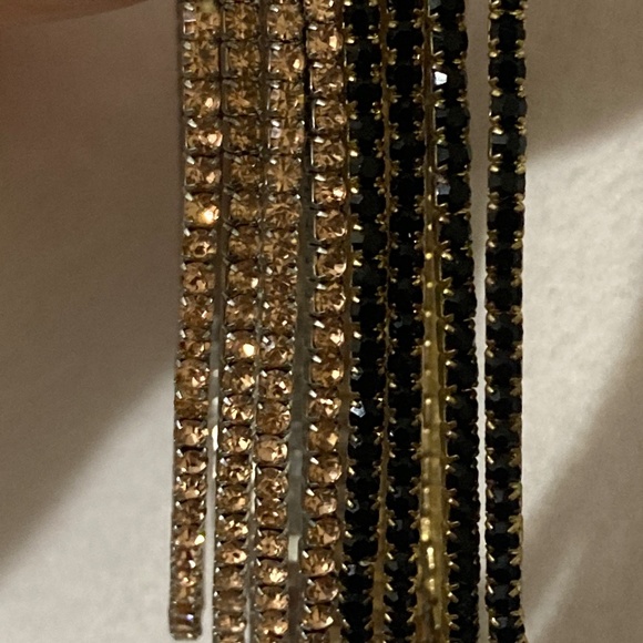 Set 8 Sparkle Champagne and Black Rhinestone Bracelets - Picture 7 of 8